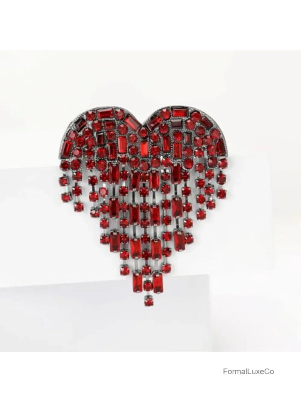 Crystal Heart Tassel Brooch Women Luxury Rhinestone Sparkly Angel Wings Pin